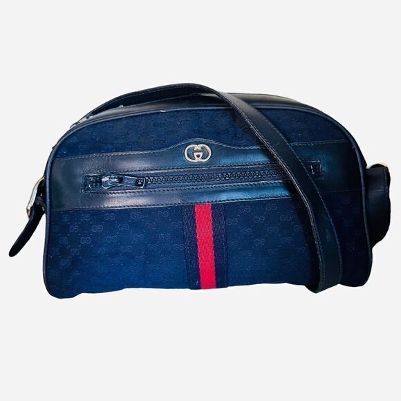 Gucci navy Gg canvas web shoulder bag - Picture 10 of 13